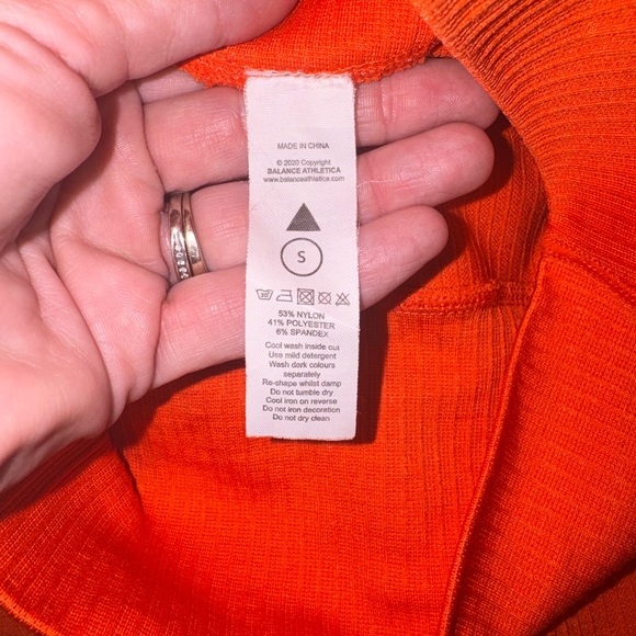 Balance Athletica Ribbed Seamless High Rise Leggings Small Neon Orange - Picture 2 of 6
